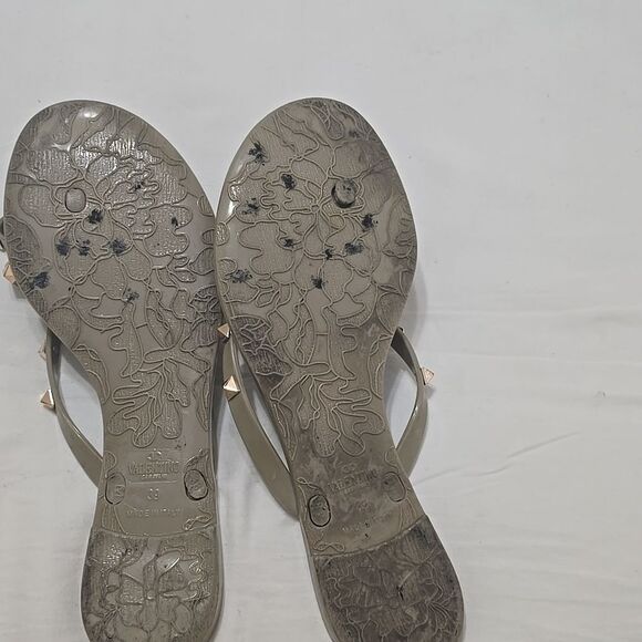 Valentino Garavani 39 rockstud jelly nude flats thongs slippers tan rubb… - Picture 5 of 8